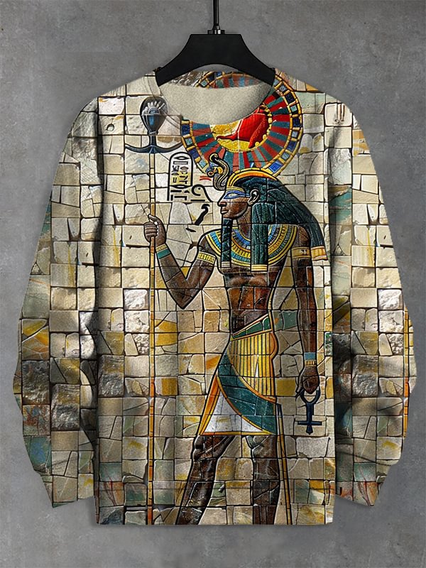 Men's Ancient Egyptian Mosaic Art Print Casual Sweatshirt