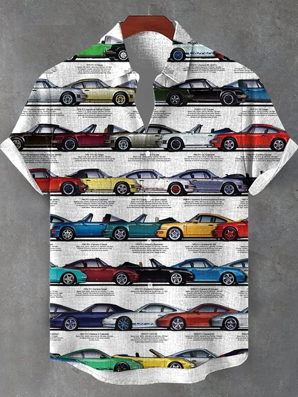 Men's Retro Nostalgic Car Collection Art Print Shirt
