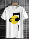 Men's Musical Note Fun Art Print Cotton Casual T-Shirt