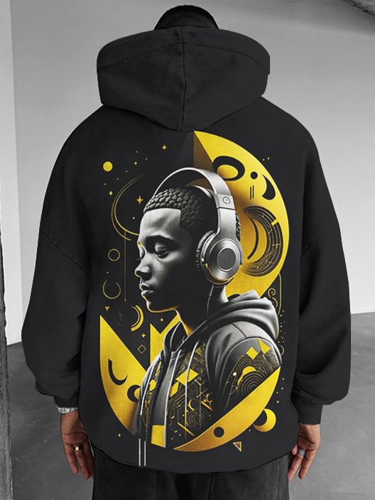 Men's Soul Music Art Print Casual Hoodie