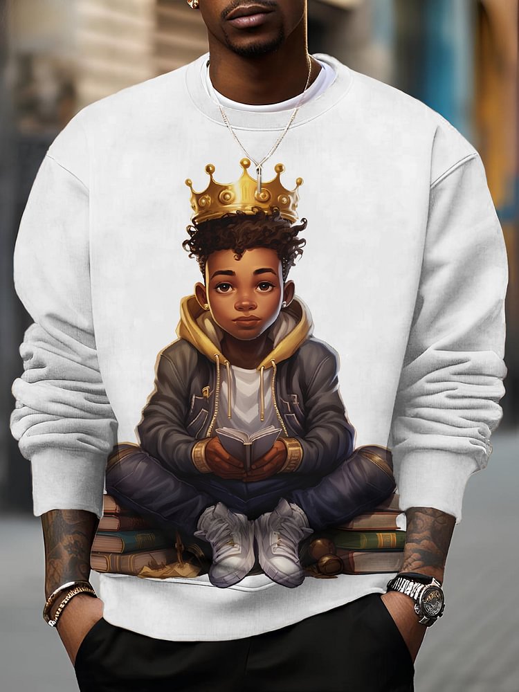 Men's Empowering Black Boy Joy King Black Excellence Magic Print Casual Sweatshirt