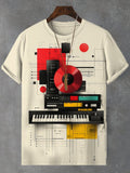 Men's Proud Contrast Color Jazz Music Geometry Art Print T-Shirt