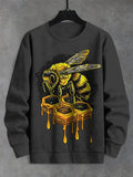 Men's Bee Honeycomb Print Casual Sweatshirt