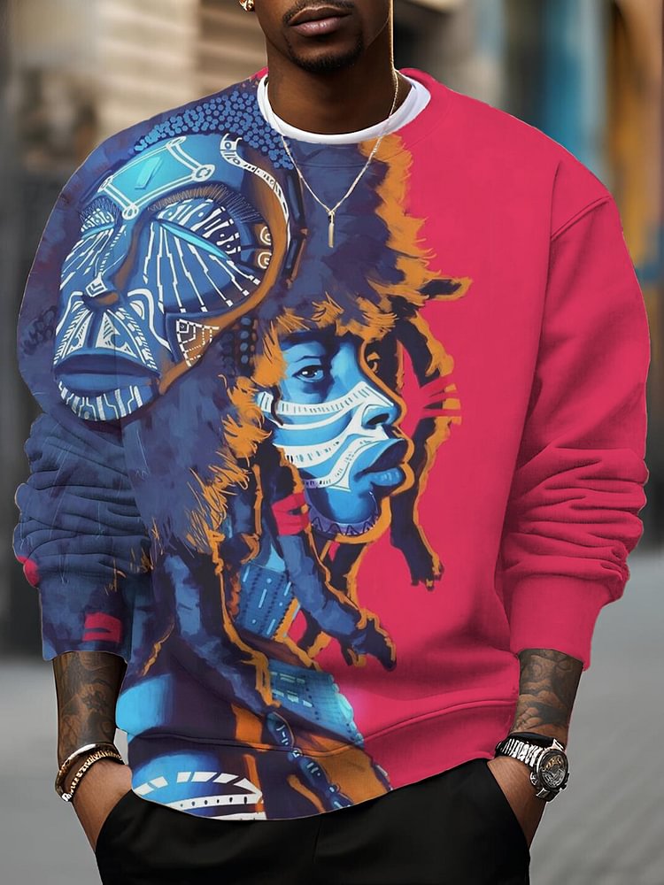 Men's Black Tribal Ethnic Patterns Art Print Casual Sweatshirt