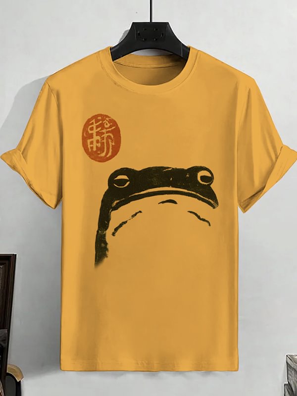 Men's Cute Frog Japanese Art Print Cotton Casual T-Shirt