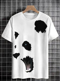 Men's Panda Graphic Print Cotton Casual T-Shirt