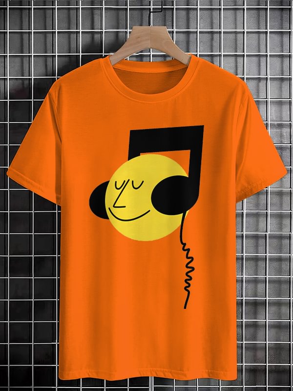 Men's Musical Note Fun Art Print Cotton Casual T-Shirt