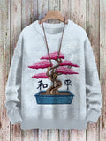 Men's Peace Pine Bonsai Print Long Sleeve Casual Sweatshirt