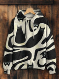 Women's Interesting And Abstract Black Cat Art Print Cozy Hoodie
