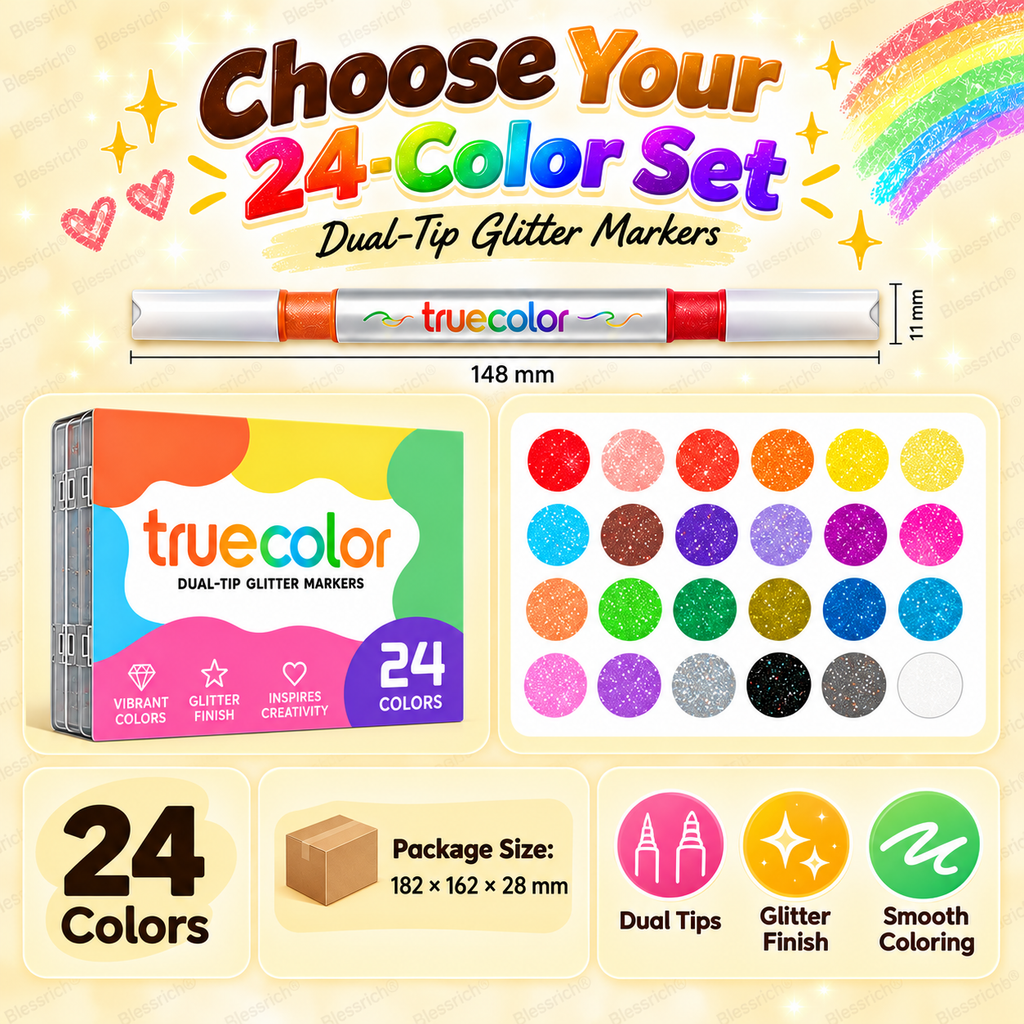 🎉🎁Magic Glitter Outline Markers✨Double-Ended Dual-Color Art Pens