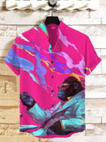 Men's Monkey Smoking Art Print Casual Shirt