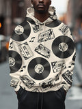 Men's Retro Record Cassette Tape Art Print Hooded Sweatshirt
