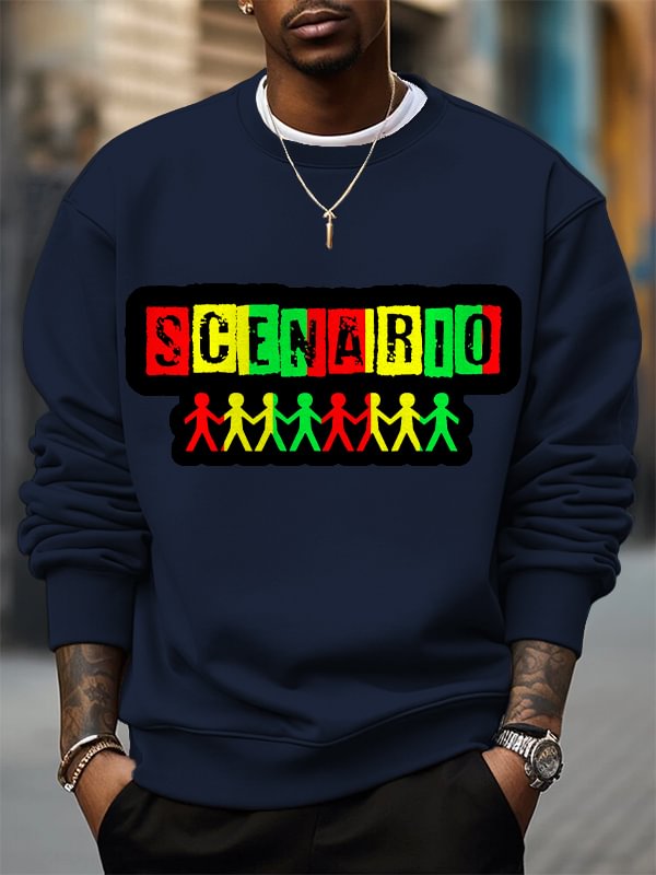 Men's Scenario Hip-Hop Music Pattern Print Cotton Casual Sweatshirt