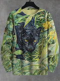 Men's Black Panther Jungle Art Print Casual Sweatshirt