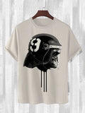 Men's Street Gorilla Motorcycle Helmet Art Print Cotton Casual T-Shirt