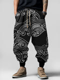 Men's Wave Print Vintage Sweatpants