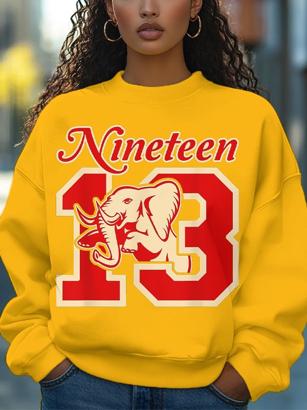 Women's Red Elephant Sisterhood 1913 Print Cotton Long Sleeve T-Shirt Thin Sweatshirt