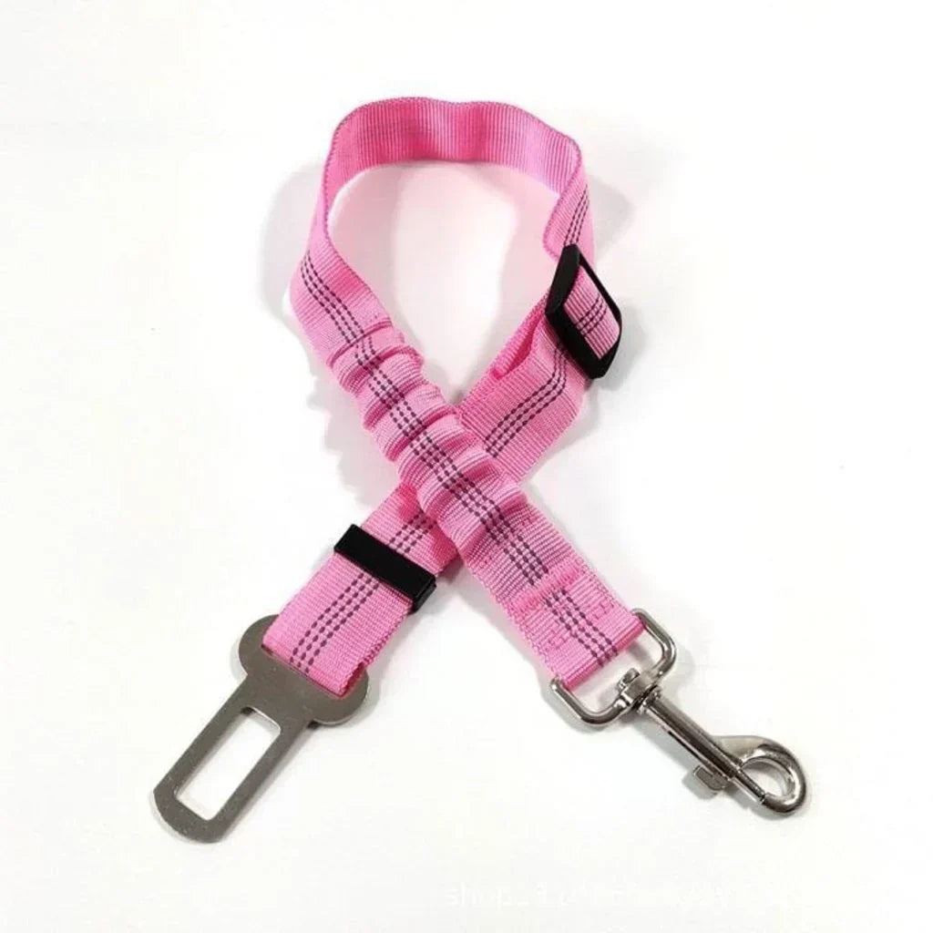 🐶🚗 Reflective Elastic Pet Seat Belt – Adjustable Car Restraint with Shock-Absorbing Buffer
