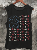 Men's Many Kind Of Dog Breeds Arrange USA Flag Art Print Tank Top