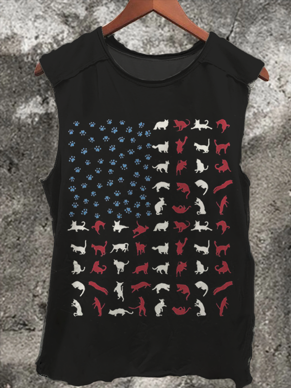 Men's Many Kind Of Dog Breeds Arrange USA Flag Art Print Tank Top