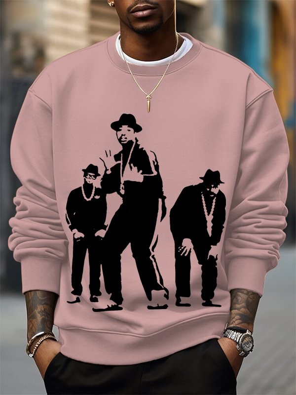 Men's 80s Hip Hop Art Print Cotton Casual Sweatshirt