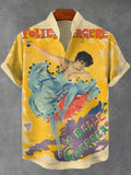 Men's Retro Circus Freak Nostalgia Illustration Print Casual Shirt