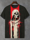 Men's Skeleton Dark Art Print Casual T-Shirt