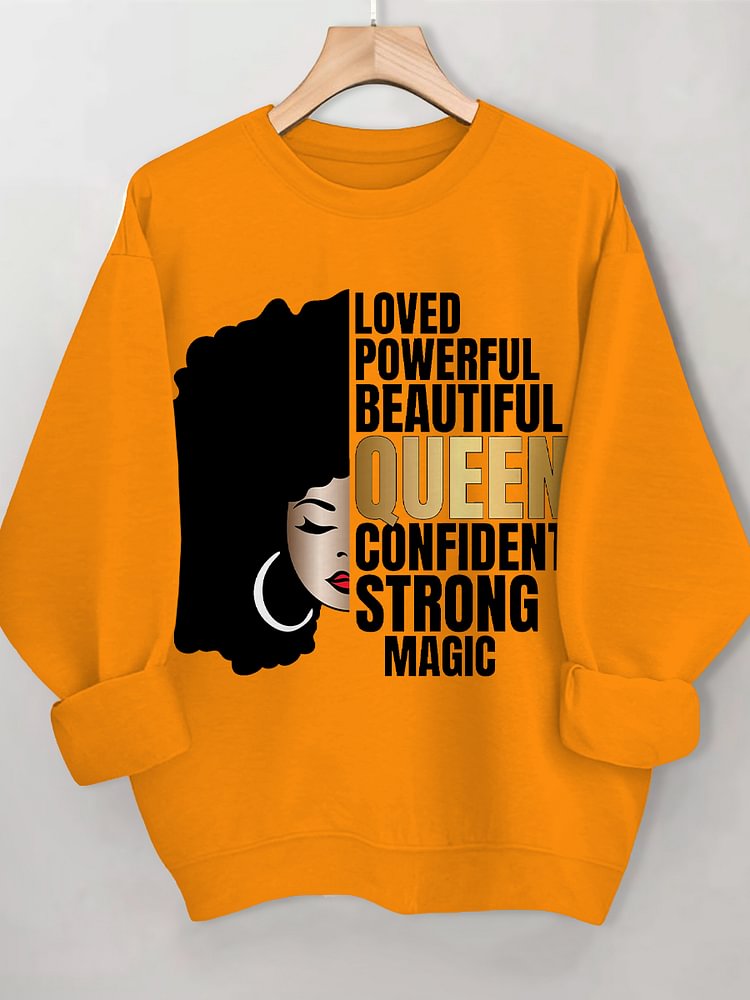 Women's Africa Magic Black Queen Print Cotton Long Sleeve T-Shirt Thin Sweatshirt