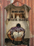 Men's No One Gives A Fuck Work Hard Print Tank Top