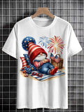 Men's Gnomos American Flag Art Print Casual T-Shirt
