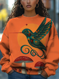 Women's Bird Mushroom Art Print Casual Sweatshirt