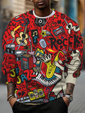 Men's Rock Jazz Graffiti Art Print Casual Sweatshirt