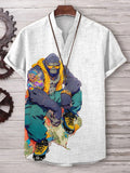 Men's Modern Handsome Gorilla Art Graphic Print V Neck T-Shirt