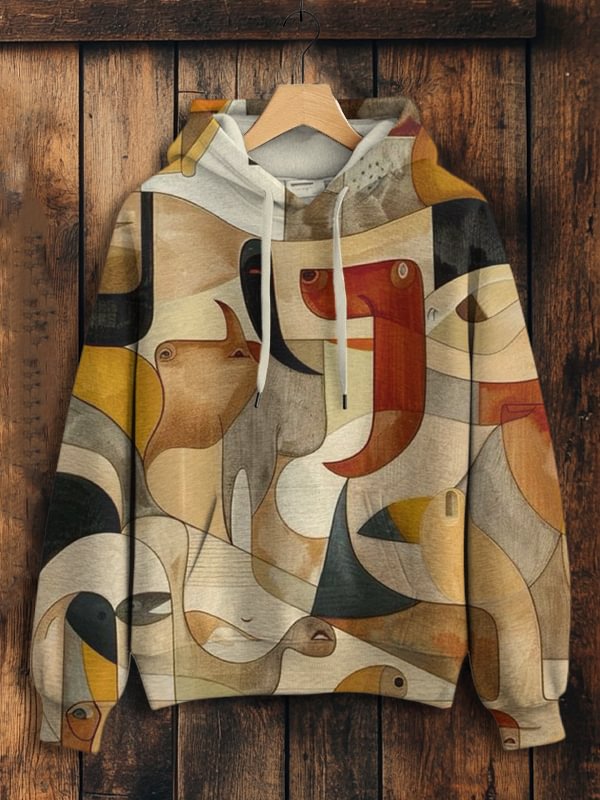 Women's Abstract Animals Print Cozy Hoodie