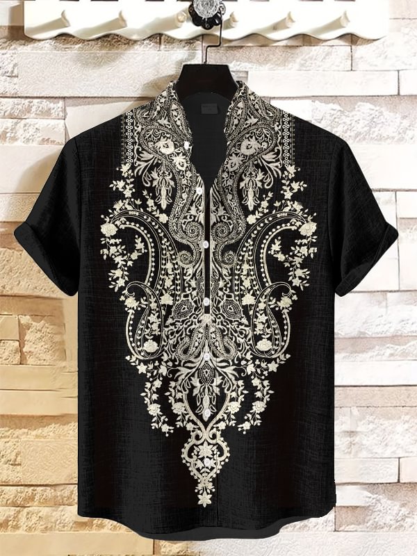 Men's Paisley Flowers Ethnic Pattern Art Print Casual Shirt