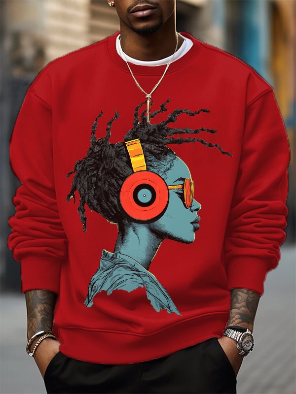 Men's Reggae Music Cool Girl Graphic Print Cotton Casual Sweatshirt