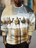 Men's Desert Camel Travel Oil Painting Print Casual Sweatshirt