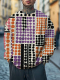 Men's Retro Contrast Color Polka Dots Art Print Casual Sweatshirt