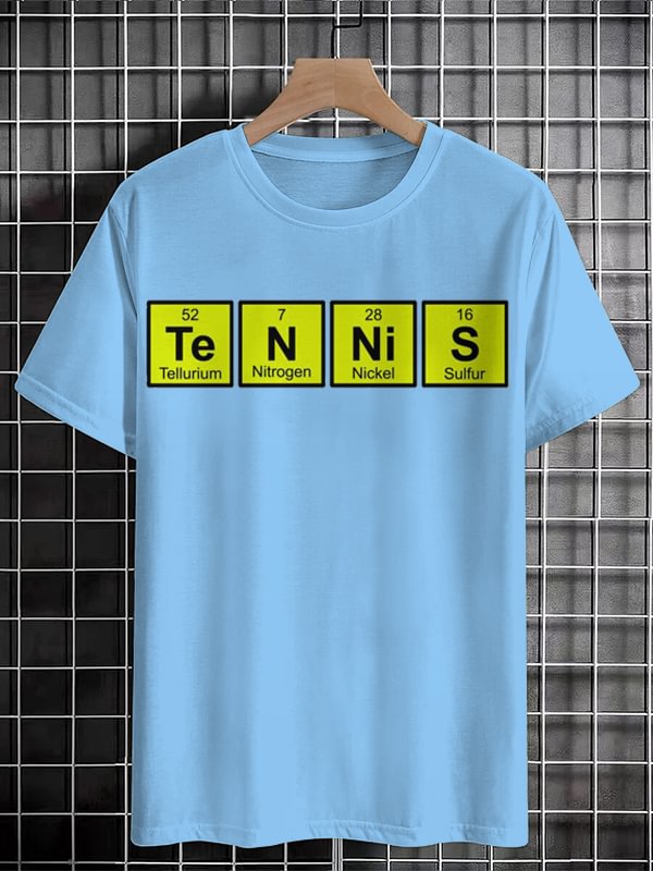 Men's Fun Chemistry And Tennis Graphic Print Cotton Casual T-Shirt