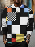 Men's Colorful Abstract Plaid Geometry Print Casual Sweatshirt