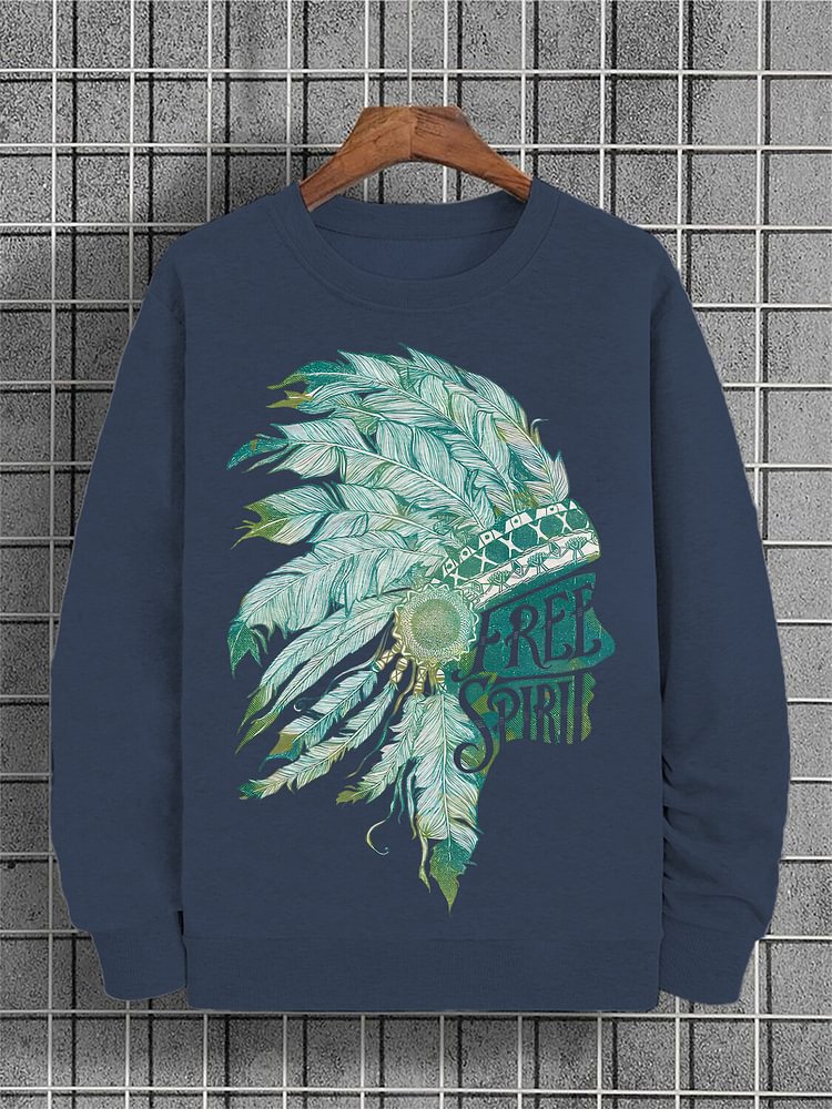 Men's Wild Soul Indians Print Cotton Casual Sweatshirt