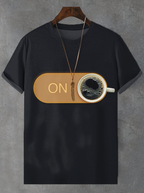 Men's Coffee Lover Graphic Print Casual T-Shirt
