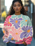 Women's Vibrant Flowers Art Print Casual Sweatshirt