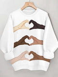 Women's Love Hands Graphic Print Cozy Sweatshirt