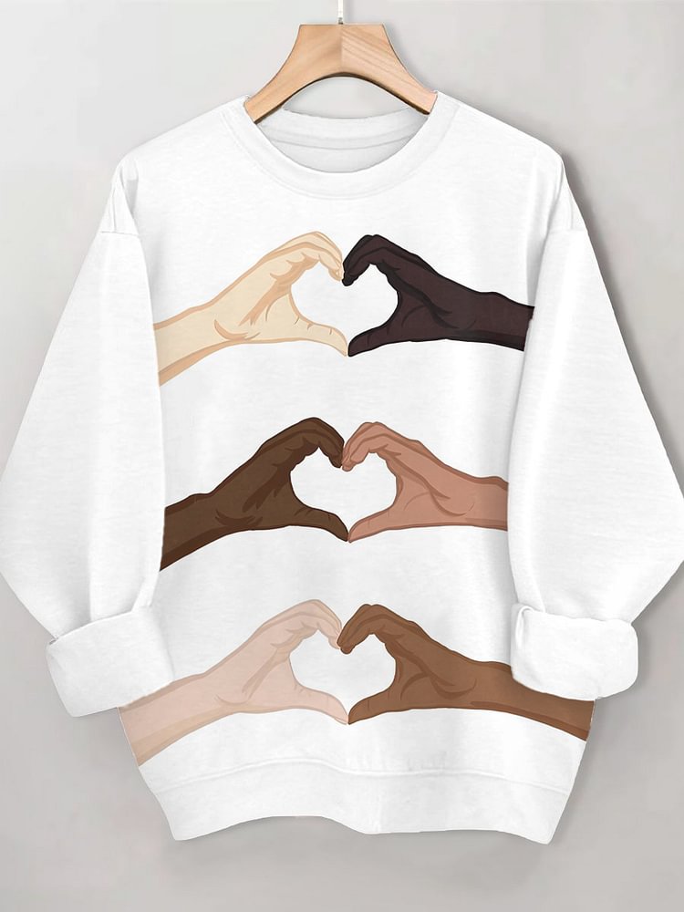 Women's Love Hands Graphic Print Cozy Sweatshirt
