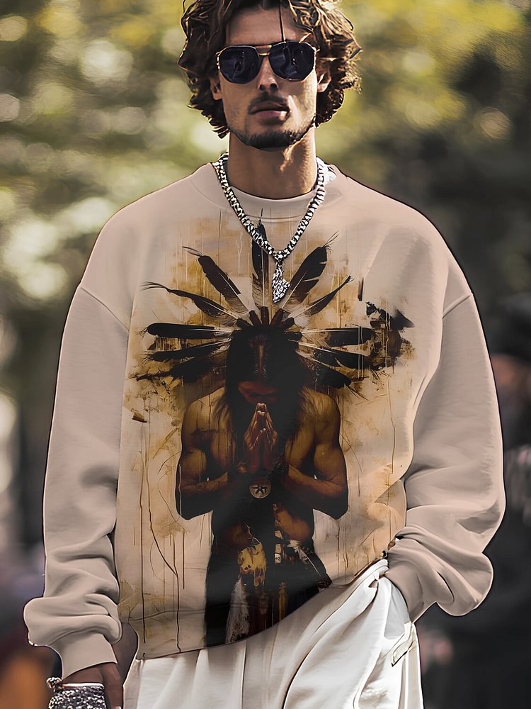 Men's Ethnic And Tribal Art Painting Print Casual Sweatshirt
