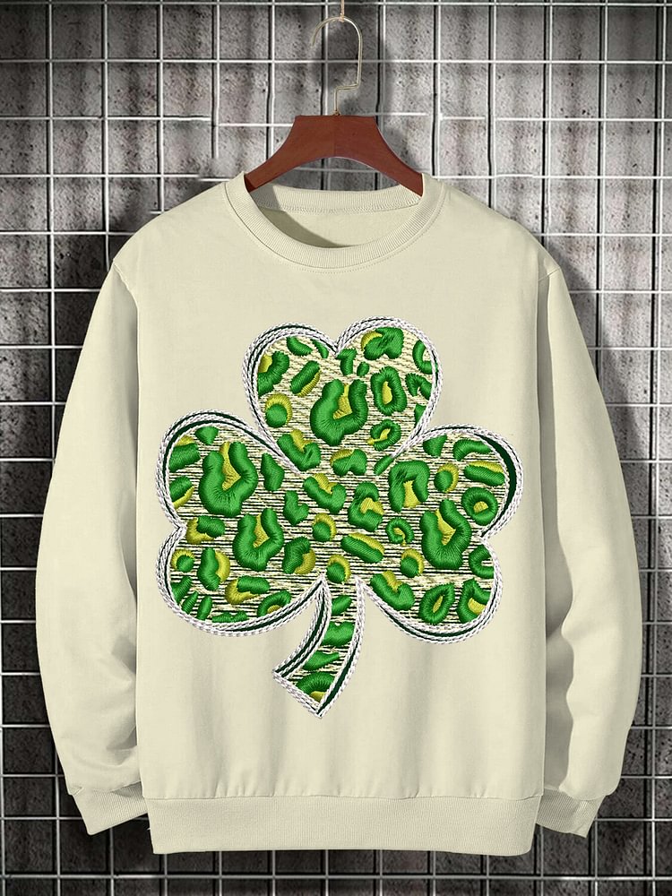 Men's St. Patrick's Day Shamrock Graphic Print Cotton Casual Sweatshirt