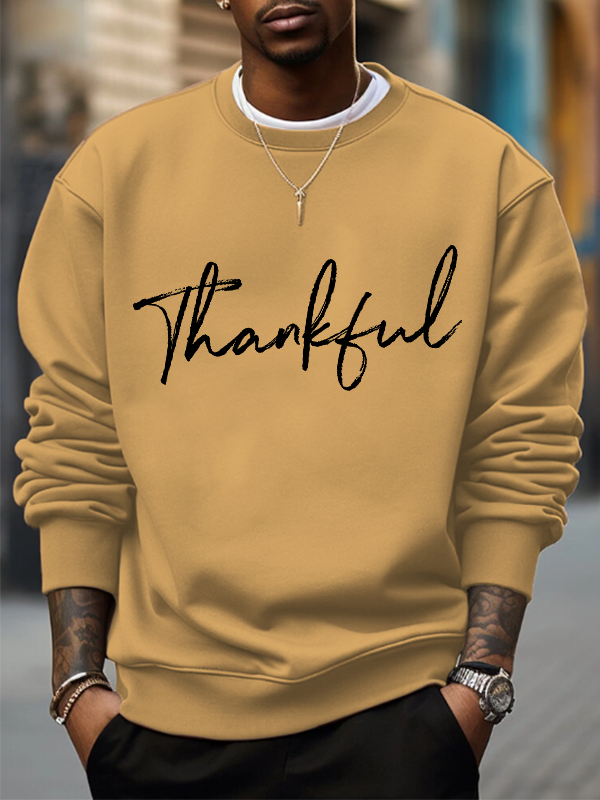 Men's Thank God Slogan Print Casual Sweatshirt