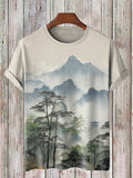 Men's Spring Landscape Ink Painting Print T-Shirt