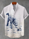 Men's Puppy And Crab Art Print Casual Shirt